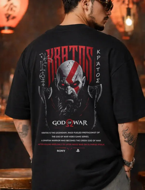 God of War Kratos Anime Gaming Oversized T-Shirt