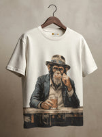 Oversized Chilling Monkey Print T-Shirt – Unisex Casual Wear