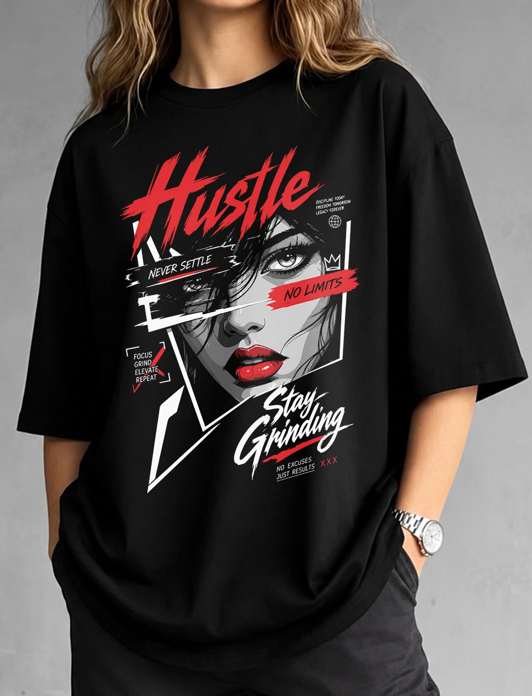 Hustle & Stay Grinding Oversized T-Shirt