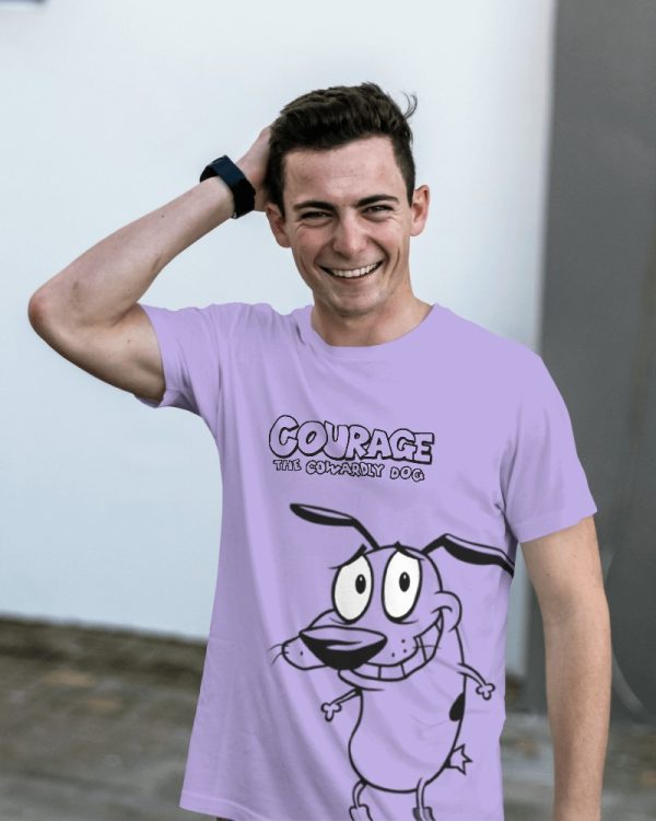 Courage Dog Cartoon Graphic T-Shirt