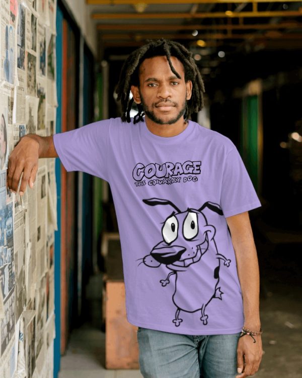 Courage Dog Cartoon Graphic T-Shirt